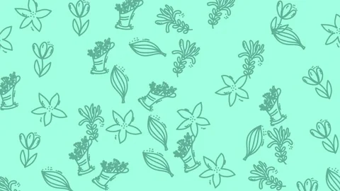 Floral Pattern on Mint Green Background - A Delicate Botanical Design. Stock Footage 319217580