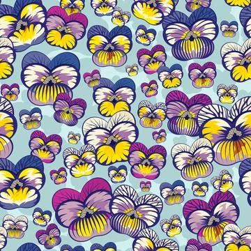 Floral pattern with multicolored violets flowers. Vector illustration. Stock Illustration