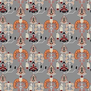 A floral pattern on a neutral gray background Stock Illustration