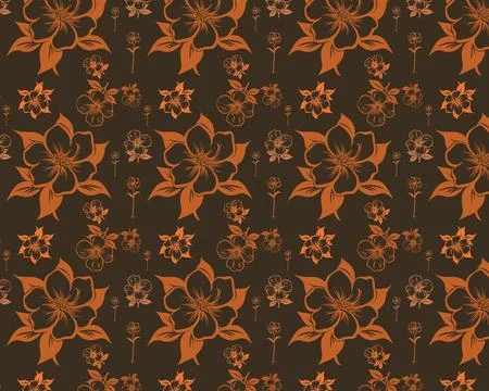 Floral Pattern in Orange and Brown Tones Stock Illustration