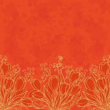 Floral pattern, outline tulips Stock Illustration