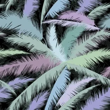 Floral pattern palm tree leaves. Nature spring textured background. Stock Illustration