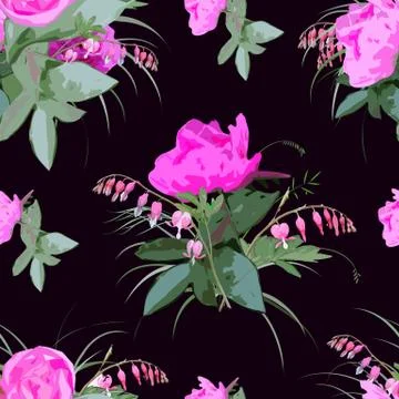 Floral Pattern with Peony Flowers Illustrazione stock