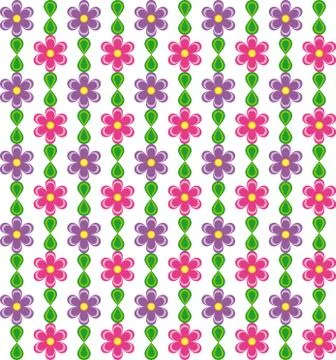 Floral pattern with pink and violet flowers on white background Stock Illustration
