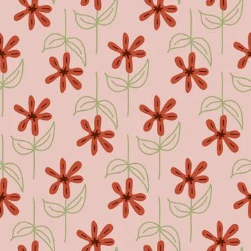Floral pattern on pink background seamless pattern for design, daisy flower b Illustrazione stock