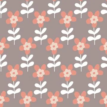 Floral pattern pink gray pastel color seamless pattern for design, simple cut Stock Illustration