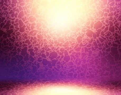 Floral pattern pink room 3d illustration. Gloss wall and floor background. Stock Illustration