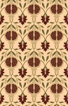 Floral pattern with pomegranates. Stock Illustration
