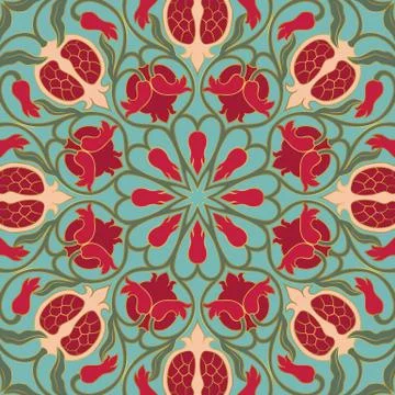 Floral pattern with pomegranates. Stock Illustration