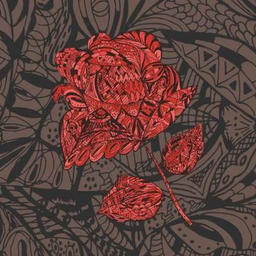 Floral Pattern with red Flower Rose Stock Illustration