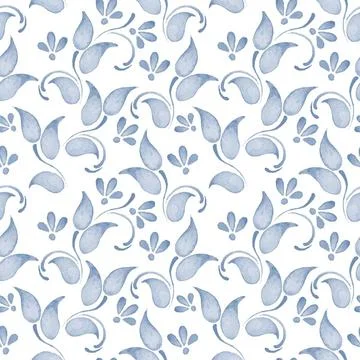 Floral pattern. Seamless background 3 Abstract watercolor blue floral patt... 스톡 사진