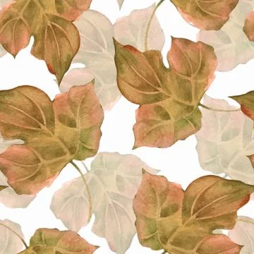 Floral pattern. Seamless background with watercolor leaves Stock Illustration