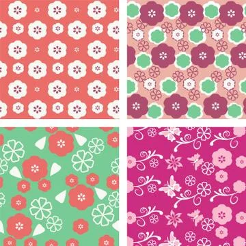Floral pattern  seamless blossom cherry Illustrazione stock