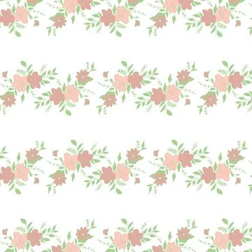 Floral pattern, seamless design, cute bouquet. Pastel pink and green flower.. Stock Illustration