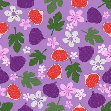 Floral pattern seamless ,Fig fruit flower seamless pattern Illustrazione stock
