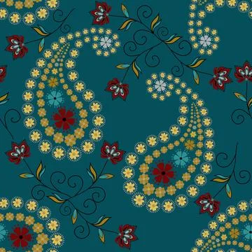 Floral pattern seamless ,flower branches seamless pattern ,aesthetic paislay Stock Illustration