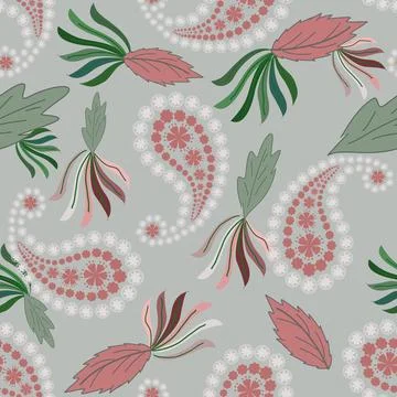 Floral pattern seamless ,flower branches seamless pattern ,aesthetic paislay Stock Illustration