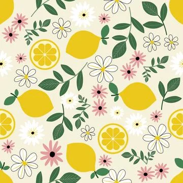 Floral pattern seamless ,Lemon flower seamless pattern ,aesthetic Stock Illustration