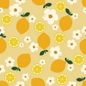 Floral pattern seamless ,Lemon flower seamless pattern ,aesthetic Stock Illustration