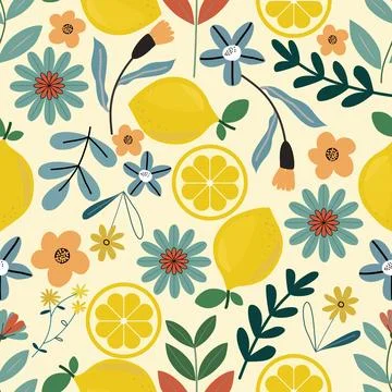 Floral pattern seamless ,Lemon flower seamless pattern ,aesthetic Stock Illustration