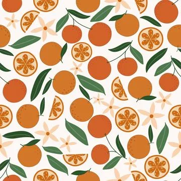Floral pattern seamless ,Orange fruit flower seamless pattern Stock Illustration