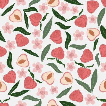 Floral pattern seamless ,Peach fruit flower seamless pattern Stock Illustration