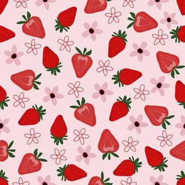 Floral pattern seamless ,Strawberry flower seamless pattern Stock Illustration