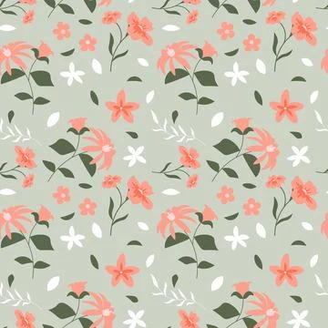 Floral pattern in seamless style. Stock Illustration