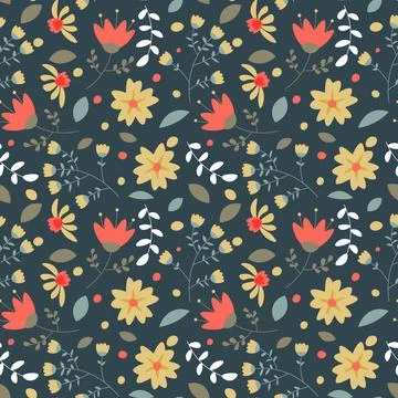 Floral pattern in seamless style. Stock Illustration