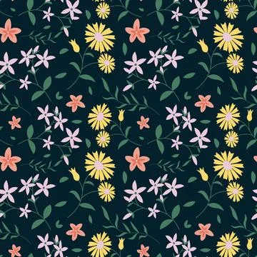 Floral pattern in seamless style. Stock Illustration