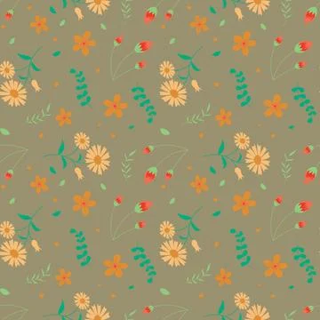 Floral pattern in seamless style. Stock Illustration