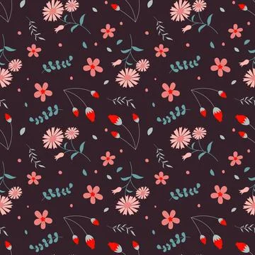 Floral pattern in seamless style. Stock Illustration