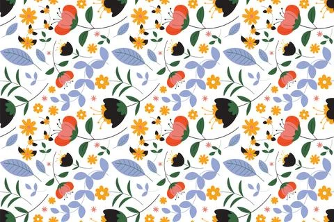 Floral pattern in seamless style. Stock Illustration
