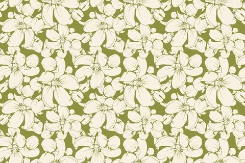 Floral pattern seamless vector background. Foliage and flower wallpaper des.. Illustrazione stock