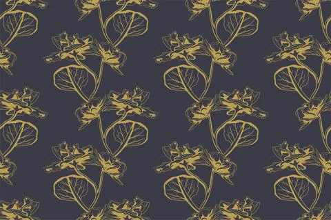 Floral pattern seamless vector background. Foliage and flower wallpaper des.. Illustrazione stock