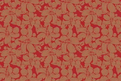 Floral pattern seamless vector background. Foliage and flower wallpaper des.. Illustrazione stock