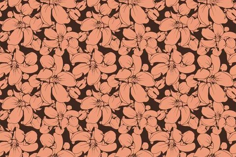Floral pattern seamless vector background. Foliage and flower wallpaper des.. イラスト素材