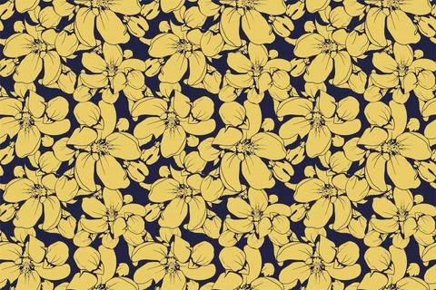 Floral pattern seamless vector background. Foliage and flower wallpaper des.. Illustrazione stock