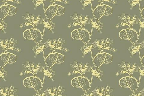 Floral pattern seamless vector background. Foliage and flower wallpaper des.. Illustrazione stock