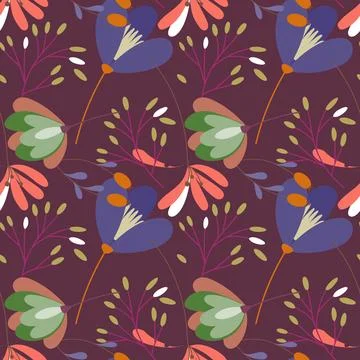 Floral pattern, seamless wildflower background. Stock Illustration