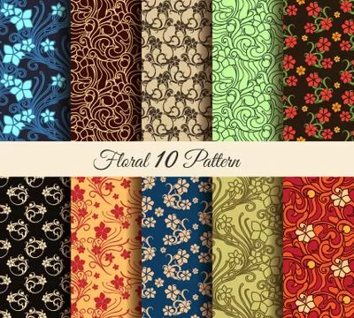 Floral Pattern Set Stock Illustration