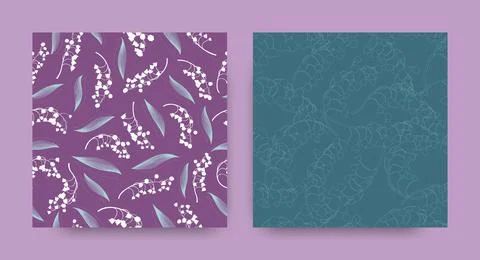 Floral Pattern Set. Seamless Lily of the Valley Texture. Fresh Flower Stock Illustration