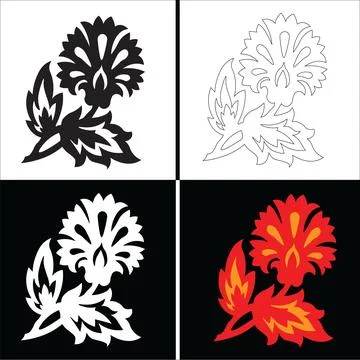 Floral pattern set with stylized flower motifs Stock Illustration
