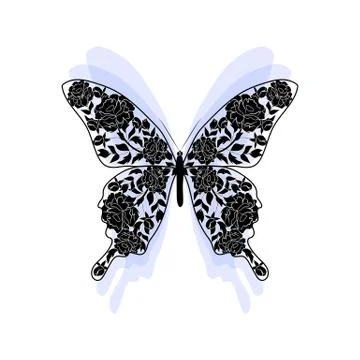 Floral pattern in shape of a butterfly Stock Illustration