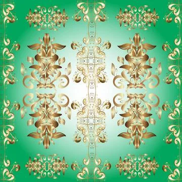 Floral pattern. Sketch baroque, damask. Seamless vector background. Golden eleme イラスト素材