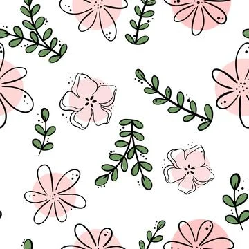 Floral pattern. Solid pattern with flowers, leaves and branches. Simple floral Stock Illustration