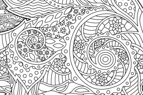 Floral pattern with spirals for coloring book Illustrazione stock
