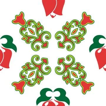 Floral pattern Tatar Native Ornamental border with tulips. Culture of the Tat イラスト素材