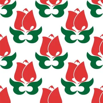 Floral pattern Tatar Native Ornamental border with tulips. Culture of the Tat Stock Illustration