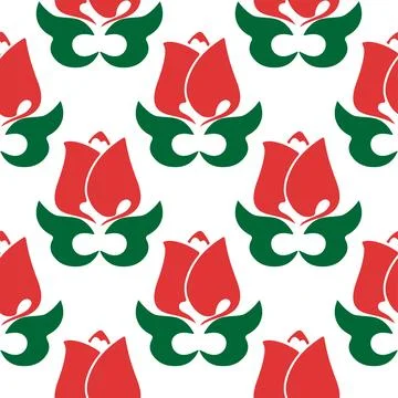 Floral pattern Tatar Native Ornamental border with tulips. Culture of the Tat Stock Illustration